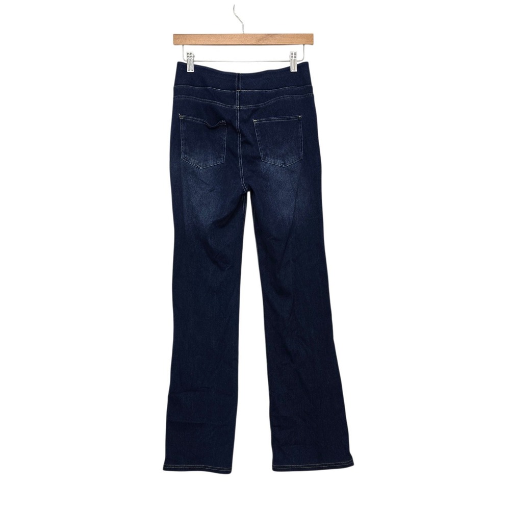 Halara High Waisted Flare Jeans Dark Wash Pull On Stretch Denim Size Medium NEW - Picture 2 of 6